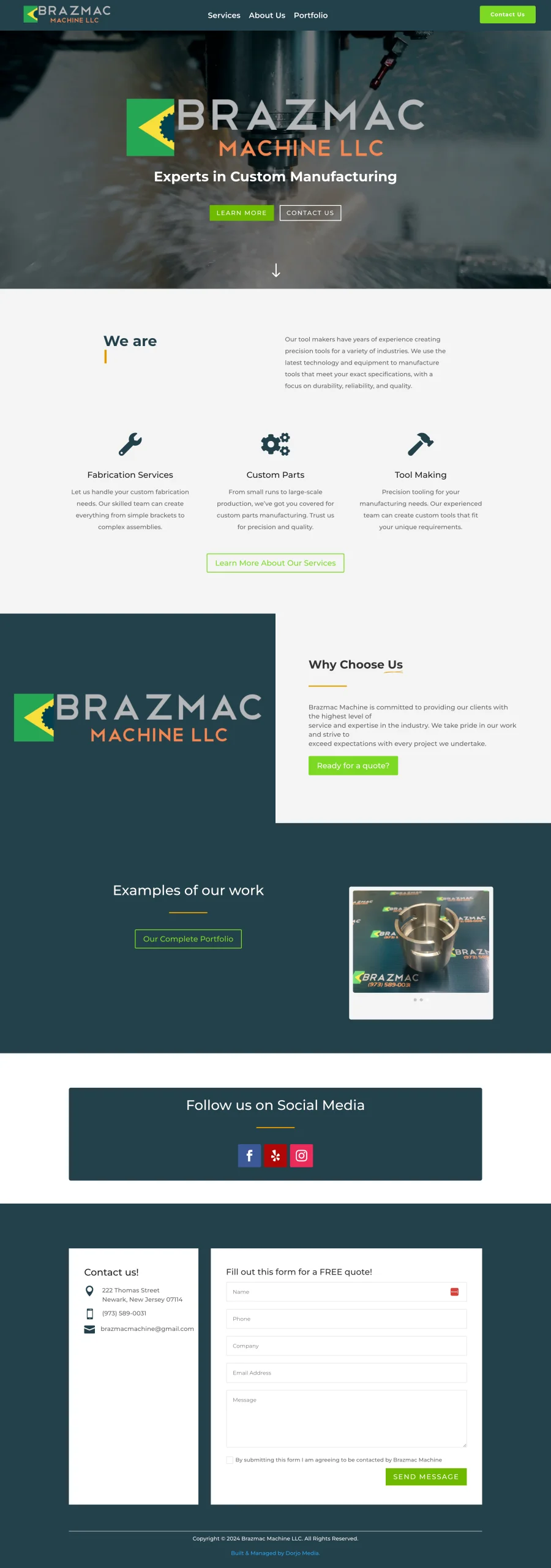 Brazmac Machine LLC website screenshot