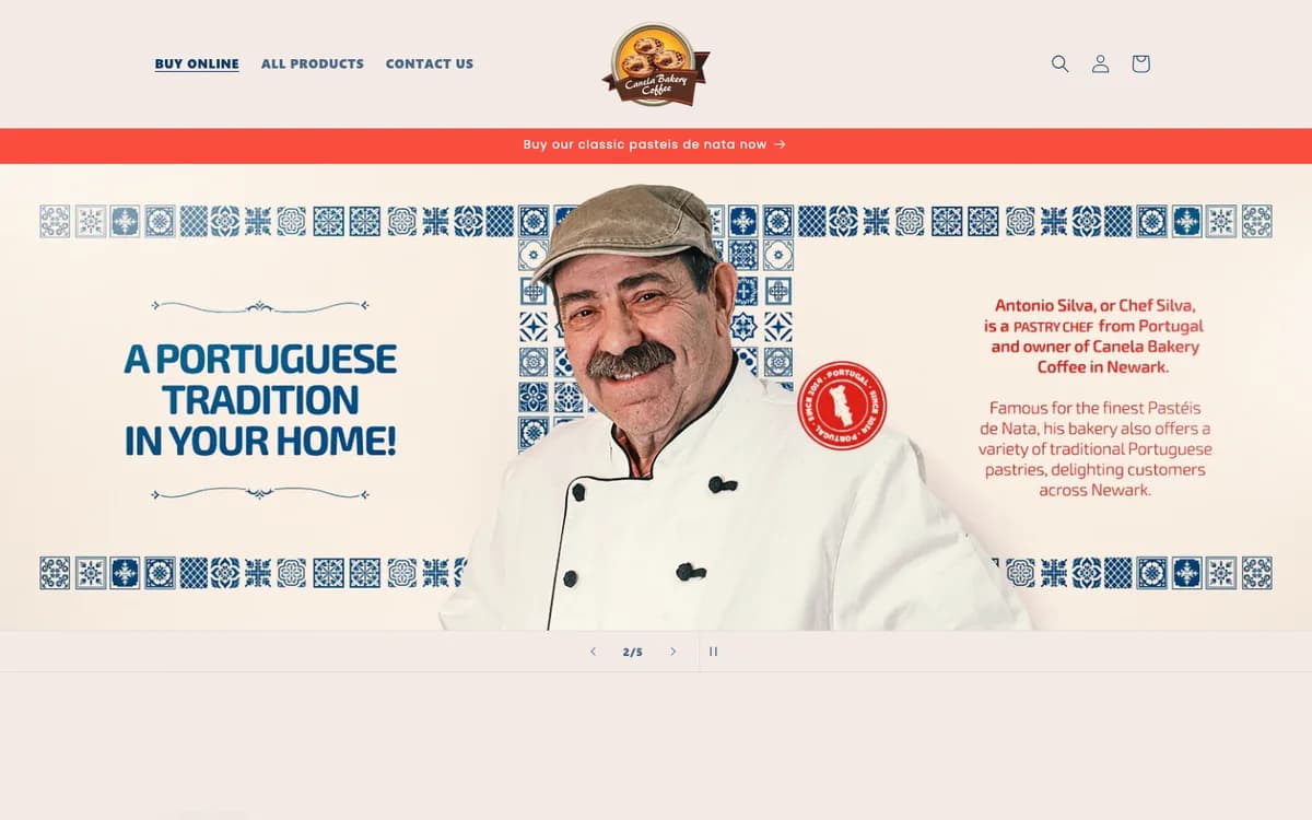 Canela Cafe & Bakery website screenshot