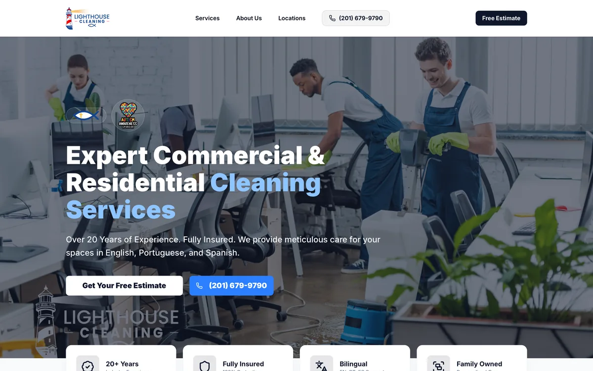Lighthouse Cleaning NJ website screenshot