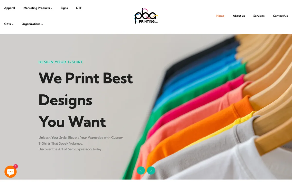 PBA Printing website screenshot