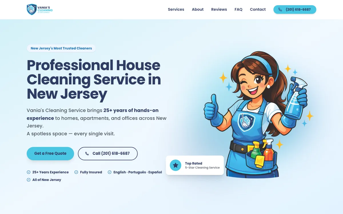 Vania's Cleaning Service website screenshot